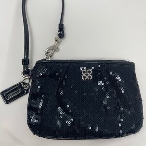 Coach Sparkling Black Sequin Wristlet